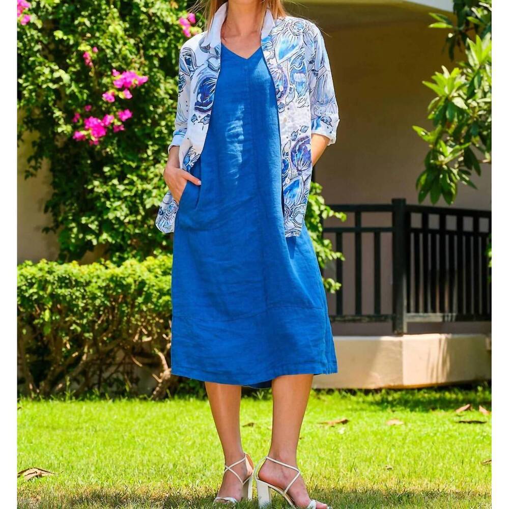 NEW DOLCEZZA v-neck dress in indigo